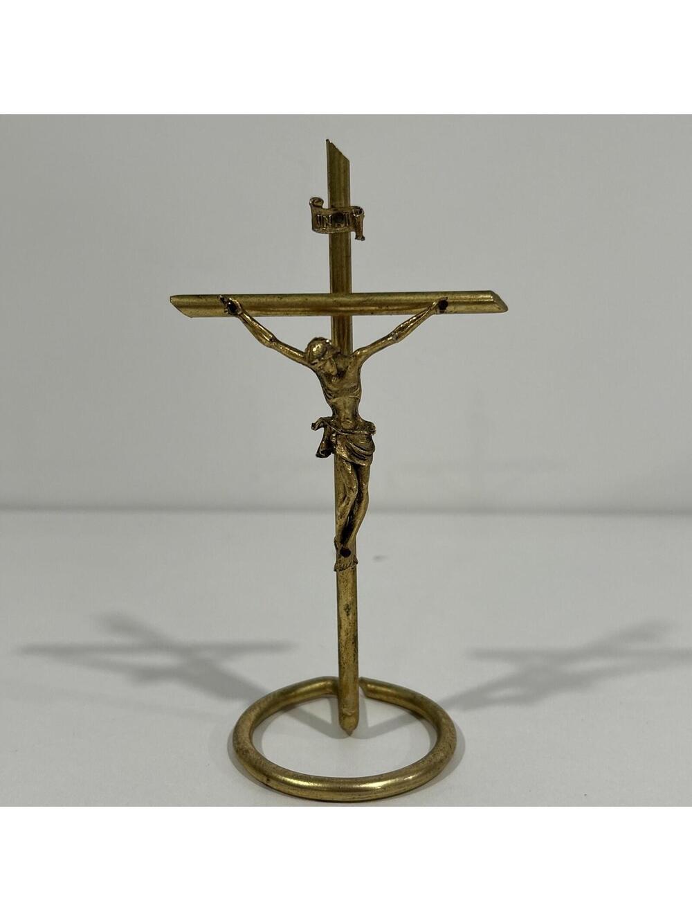 Vintage Mini Crucifix Cross Religious Pendant Decor 6x3”